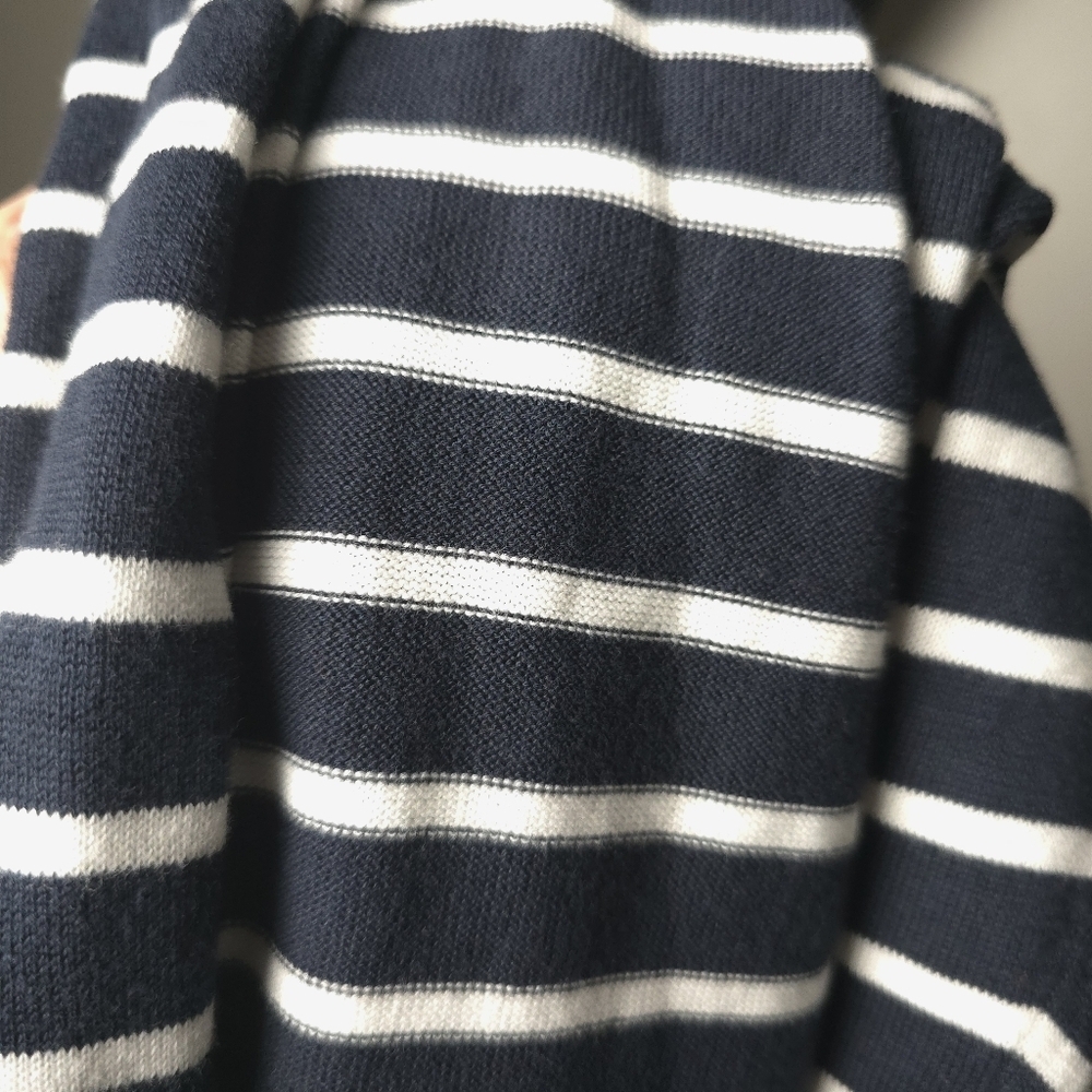 CAbi Boathouse Fuster Cardigan Sweater Navy White Open Front 6243 - Picture 10 of 12